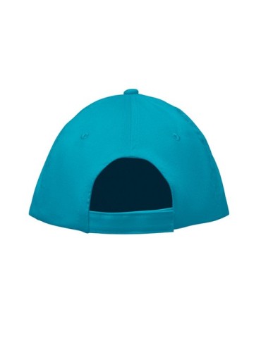 Casquette à 5 pans personnalisée SUNNY Matières : coton Couleurs : turquoise impression logo haute qualité