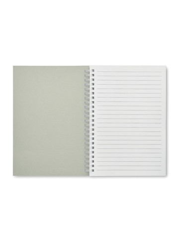 Cahier A5 en carton recyclé personnalisé - RECARNOTE Matières : papier recyclé Couleurs : corde marquage couleur éclatante