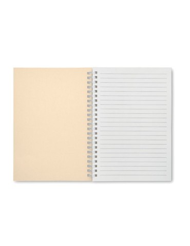 Cahier A5 en carton recyclé personnalisé - RECARNOTE Matières : papier recyclé Couleurs : beige objet publicitaire robuste