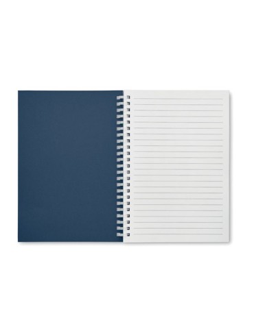 Cahier A5 en carton recyclé personnalisé - RECARNOTE Matières : papier recyclé Couleurs : bleu marine impression logo haute qual