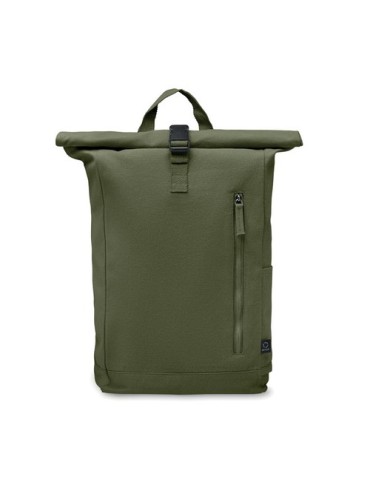 Sac à dos enroulable personnalisé 390 gr/m² KAMET Matières : coton recyclé Couleurs : vert armée objet publicitaire robuste