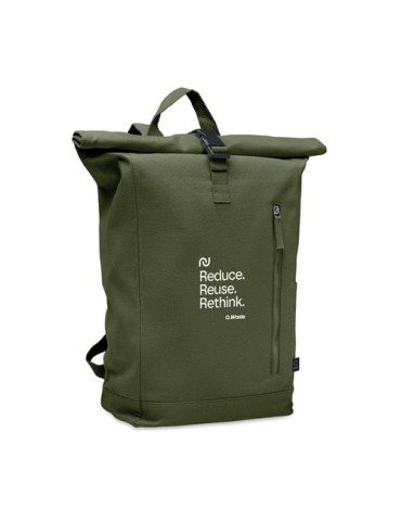 Sac à dos enroulable personnalisé 390 gr/m² KAMET Matières : coton recyclé Couleurs : vert armée goodies entreprise design