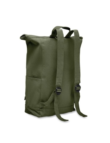 Sac à dos enroulable personnalisé 390 gr/m² KAMET Matières : coton recyclé Couleurs : vert armée cadeau affaires élégant