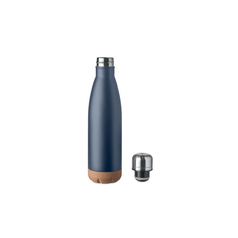 Bouteille isotherme double paroi  de 500 ml en acier inoxydable - ASPEN CORK Matières : acier inoxydable Couleurs : bleu marine 