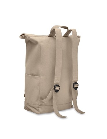 Sac à dos enroulable personnalisé 390 gr/m² KAMET Matières : coton recyclé Couleurs : kaki impression logo haute qualité