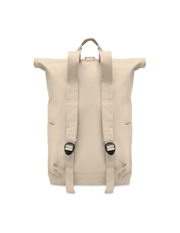 Sac à dos enroulable personnalisé 390 gr/m² KAMET Matières : coton recyclé Couleurs : beige personnalisation rapide en France