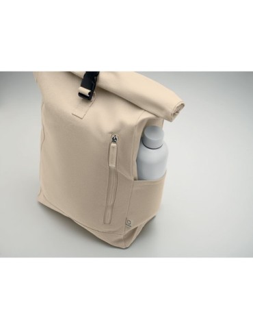 Sac à dos enroulable personnalisé 390 gr/m² KAMET Matières : coton recyclé Couleurs : beige personnalisation rapide en France