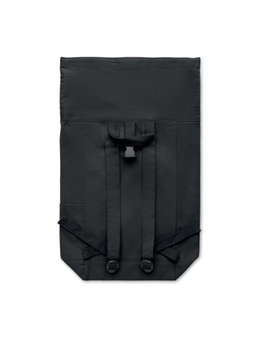Sac à dos enroulable personnalisé 390 gr/m² KAMET Matières : coton recyclé Couleurs : noir goodies publicitaire événementiel