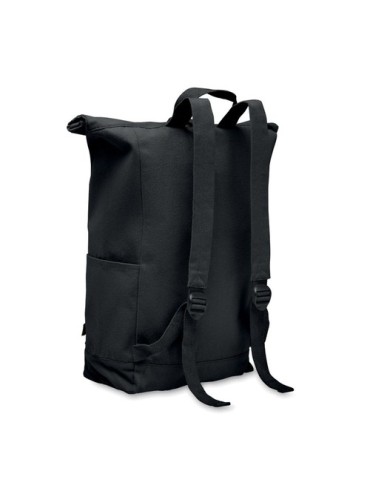 Sac à dos enroulable personnalisé 390 gr/m² KAMET Matières : coton recyclé Couleurs : noir objet publicitaire robuste