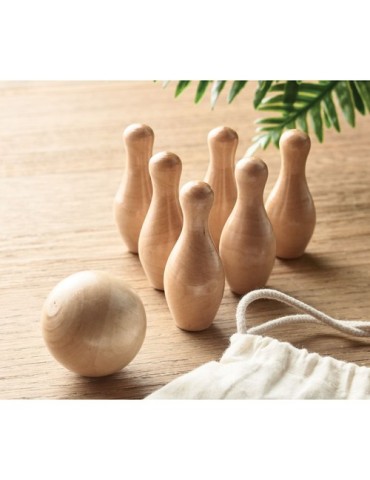Mini jeu de quilles en pin  BOLITO Matières : bois Couleurs : bois goodies publicitaire événementiel