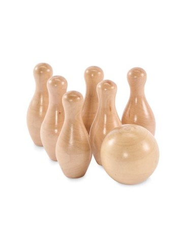 Mini jeu de quilles en pin  BOLITO Matières : bois Couleurs : bois impression haute définition