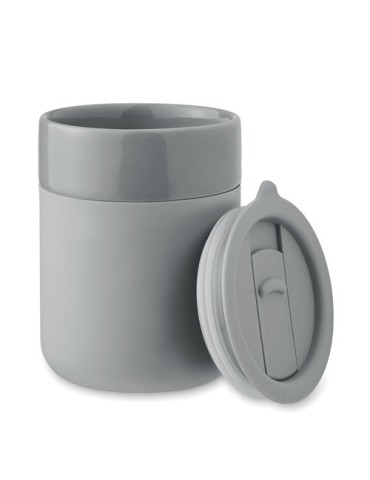 Gobelet en céramique personnalisé 330 ml QERAM Matières : grès Couleurs : gris cadeau collaborateur premium