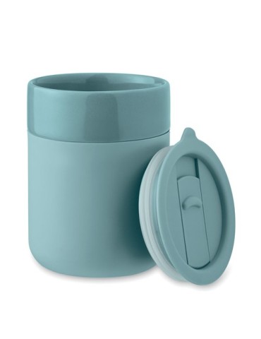Gobelet en céramique personnalisé 330 ml QERAM Matières : grès Couleurs : bleu pétrole personnalisation rapide en France