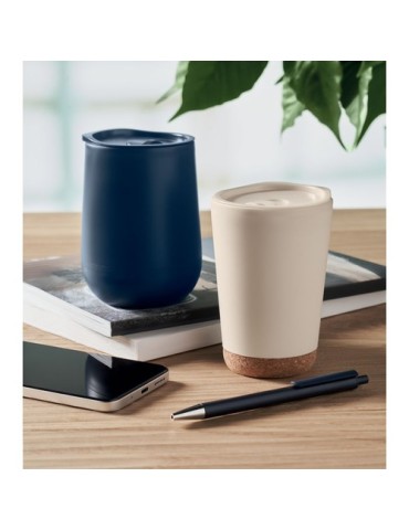 Gobelet double paroi  300 ml GO Matières : polypropylène (PP) Couleurs : bleu marine marquage couleur éclatante