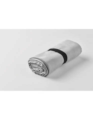 Serviette microfibre double face publicitaire  WAXOFF Matières : PET Couleurs : gris cadeau collaborateur premium