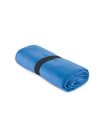 Serviette microfibre double face publicitaire  WAXOFF Matières : PET Couleurs : bleu marquage laser ultra précis