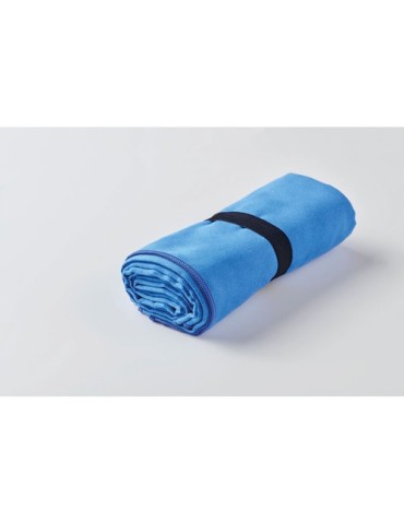 Serviette microfibre double face publicitaire  WAXOFF Matières : PET Couleurs : bleu objet promotionnel éco-responsable