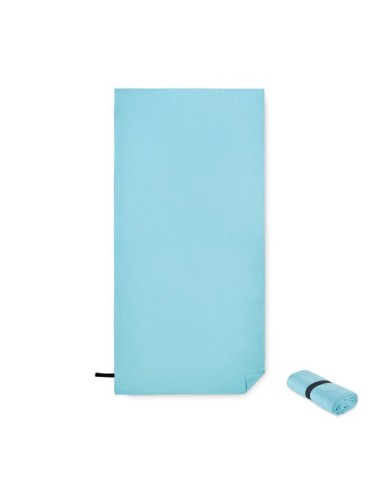 Serviette microfibre double face publicitaire  WAXOFF Matières : PET Couleurs : turquoise cadeau entreprise pas cher