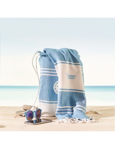 Serviette microfibre double face publicitaire  WAXOFF Matières : PET Couleurs : turquoise livraison express 24h 48h