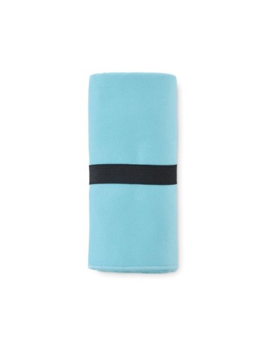 Serviette microfibre double face publicitaire  WAXOFF Matières : PET Couleurs : turquoise impression logo haute qualité