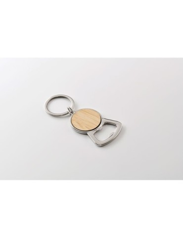 Porte-clés décapsuleur publicitaire KEYPOP Matières : métal Couleurs : bois impression haute définition