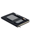 Carnet A5 RPET  avec stylo NOTA Matières : papier recyclé Couleurs : noir personnalisable avec votre logo