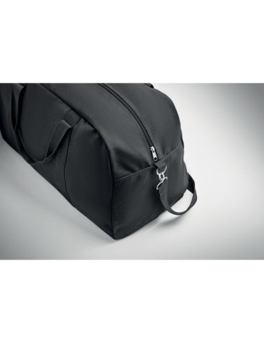Sac de voyage publicitaire 450 gr/m² en couleur DUFFAS Matières : coton recyclé Couleurs : noir personnalisation sur mesure