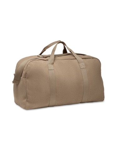 Sac de voyage publicitaire 450 gr/m² en couleur DUFFAS Matières : coton recyclé Couleurs : kaki cadeau entreprise pas cher