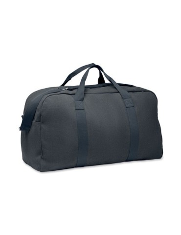 Sac de voyage publicitaire 450 gr/m² en couleur DUFFAS Matières : coton recyclé Couleurs : bleu marine personnalisable avec votr