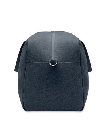 Sac de voyage publicitaire 450 gr/m² en couleur DUFFAS Matières : coton recyclé Couleurs : bleu marine impression haute définiti