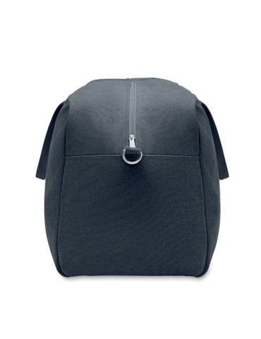 Sac de voyage publicitaire 450 gr/m² en couleur DUFFAS Matières : coton recyclé Couleurs : bleu marine marquage couleur éclatant
