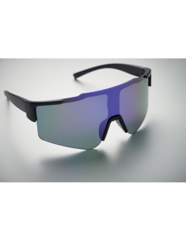 Lunettes de sport miroirs personnalisées SHINE Matières : Polycarbonate (PC) Couleurs : bleu objet promotionnel éco-responsable