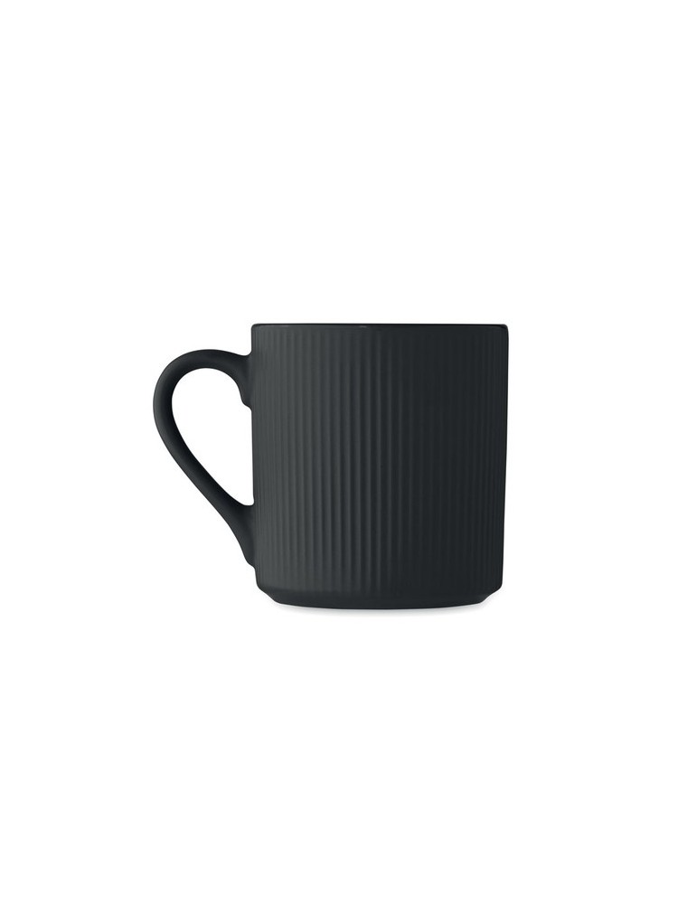 Tasse céramique striée 340 ml personnalisée RIBMUG Matières : céramique Couleurs : noir objet promotionnel éco-responsable