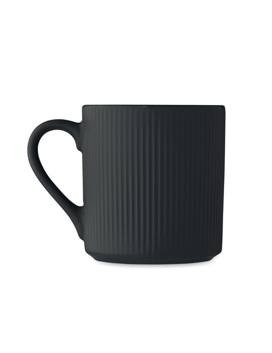 Tasse céramique striée 340 ml personnalisée RIBMUG Matières : céramique Couleurs : noir objet promotionnel éco-responsable