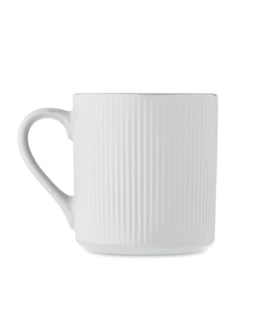 Tasse céramique striée 340 ml personnalisée RIBMUG Matières : céramique Couleurs : blanc marquage laser ultra précis