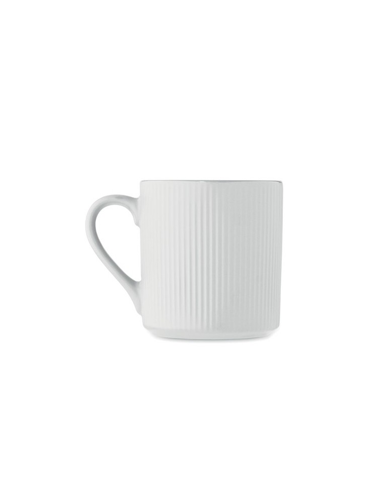 Tasse céramique striée 340 ml personnalisée RIBMUG Matières : céramique Couleurs : blanc marquage laser ultra précis