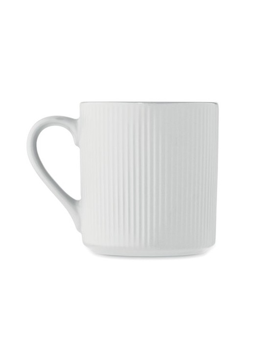 Tasse céramique striée 340 ml personnalisée RIBMUG Matières : céramique Couleurs : blanc marquage laser ultra précis