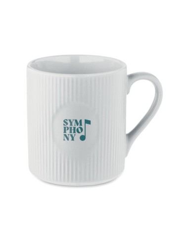 Tasse céramique striée 340 ml personnalisée RIBMUG Matières : céramique Couleurs : blanc cadeau collaborateur premium