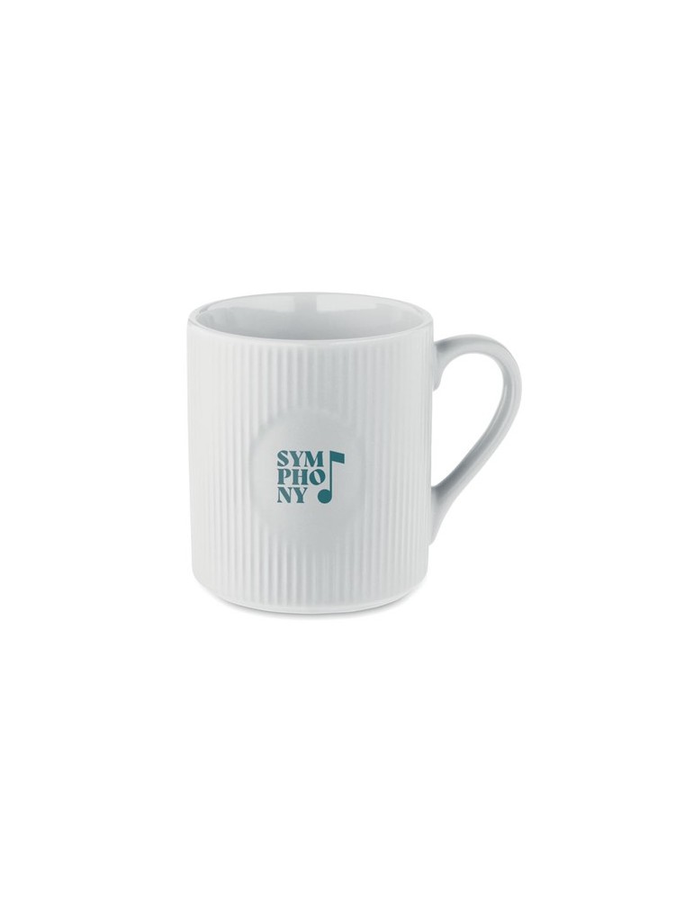 Tasse céramique striée 340 ml personnalisée RIBMUG Matières : céramique Couleurs : blanc cadeau collaborateur premium