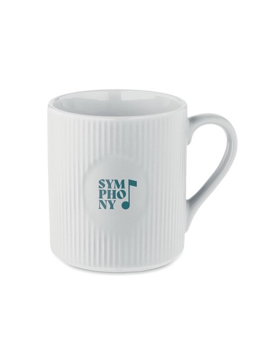 Tasse céramique striée 340 ml personnalisée RIBMUG Matières : céramique Couleurs : blanc cadeau collaborateur premium
