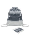 Fouta  et sac assorti personnalisé HAMMA Matières : coton Couleurs : bleu