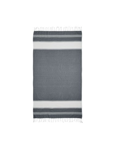 Fouta  et sac assorti personnalisé HAMMA Matières : coton Couleurs : bleu marquage laser ultra précis
