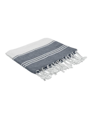 Fouta  et sac assorti personnalisé HAMMA Matières : coton Couleurs : bleu goodies personnalisé en stock
