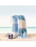Fouta  et sac assorti personnalisé HAMMA Matières : coton Couleurs : turquoise cadeau client original