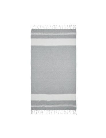 Fouta  et sac assorti personnalisé HAMMA Matières : coton Couleurs : gris goodies publicitaire événementiel