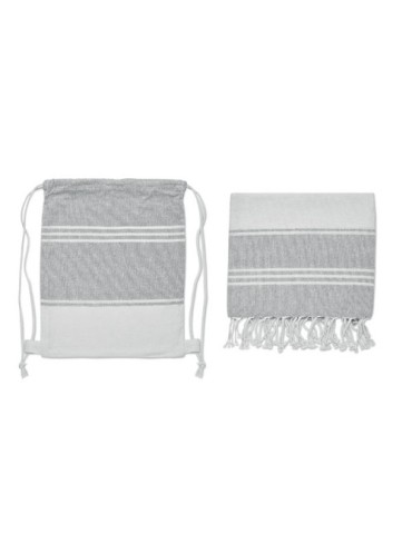 Fouta  et sac assorti personnalisé HAMMA Matières : coton Couleurs : gris objet promotionnel éco-responsable
