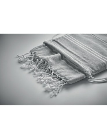 Fouta  et sac assorti personnalisé HAMMA Matières : coton Couleurs : gris impression logo haute qualité
