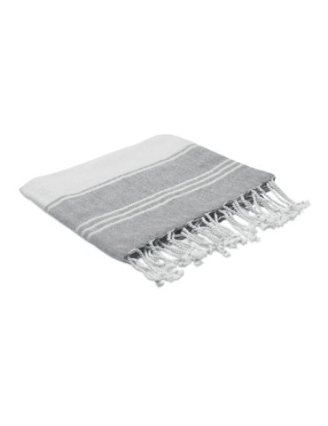 Fouta  et sac assorti personnalisé HAMMA Matières : coton Couleurs : gris cadeau affaires élégant