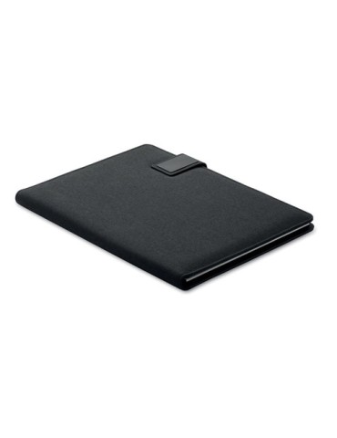 Conférencier A4  avec chargeur sans fil BURGUS Matières : papier Couleurs : noir cadeau collaborateur premium