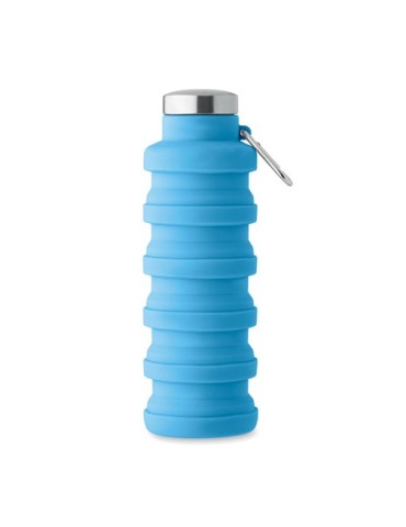 Bouteille pliable  500ml KOLAPSI Matières : silicone Couleurs : bleu bébé marquage laser ultra précis